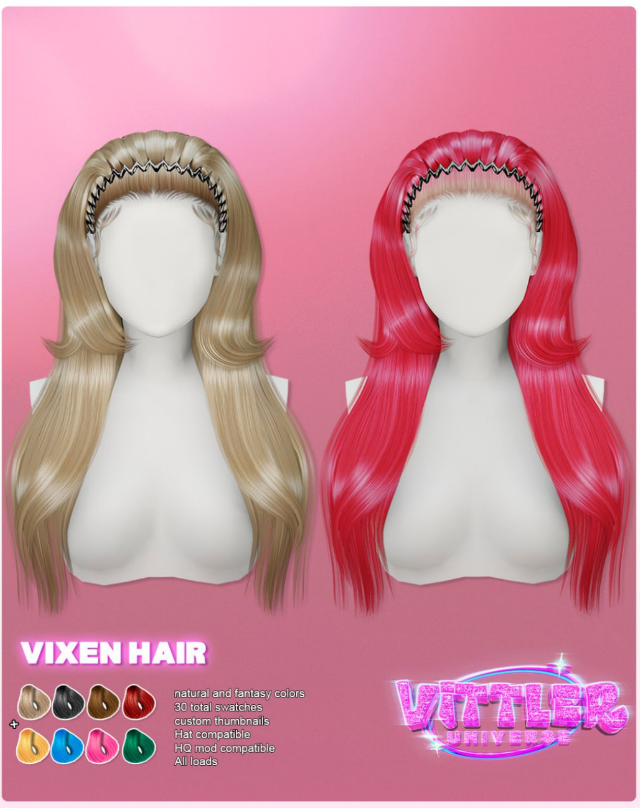 [CAS] Vittler Universe - Ada &amp;v Vixen Hair - TS4 Rebels