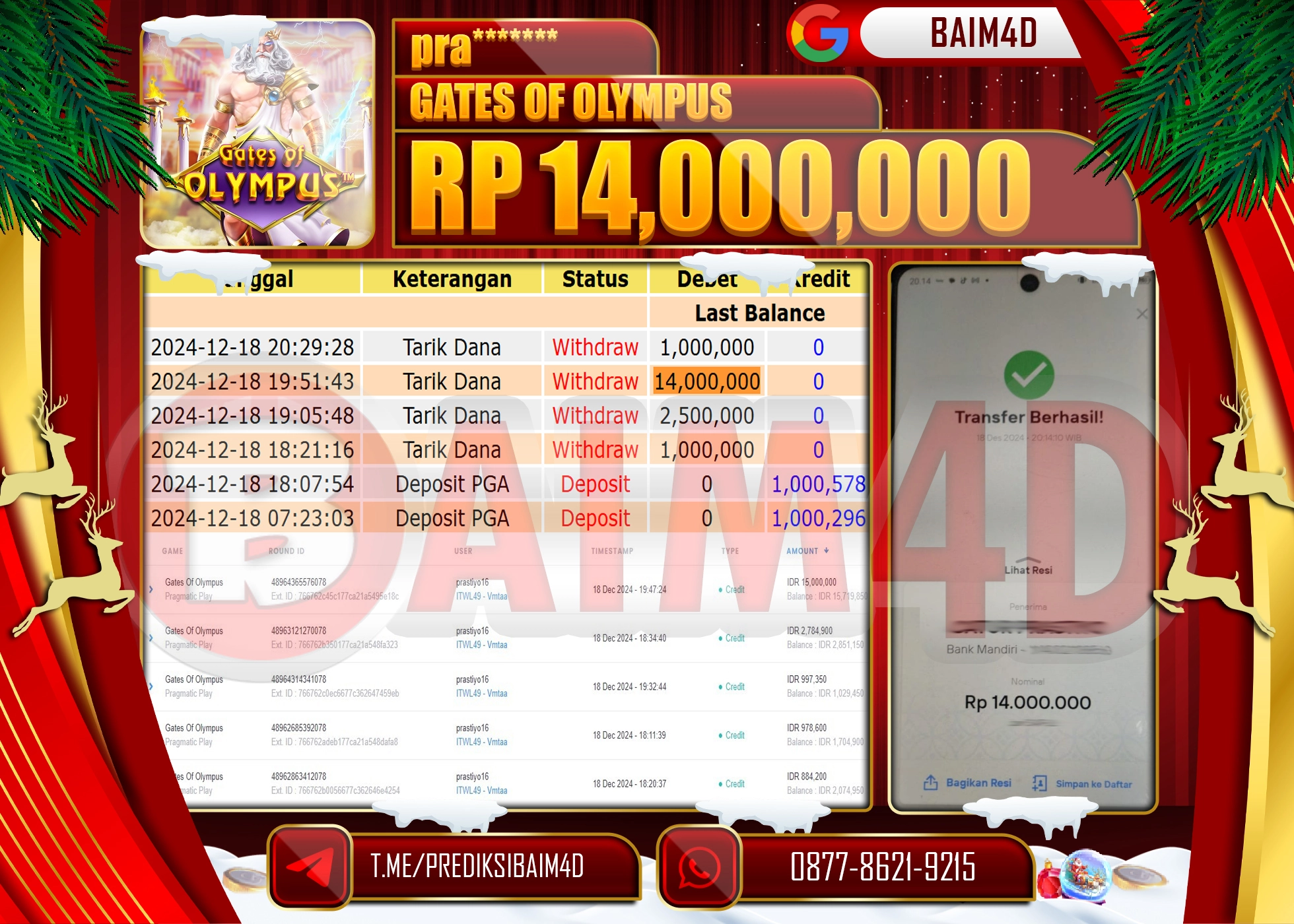 BAIM4D JACKPOT SLOT GATE OLYMPUS Rp.14,000,000.- LUNAS