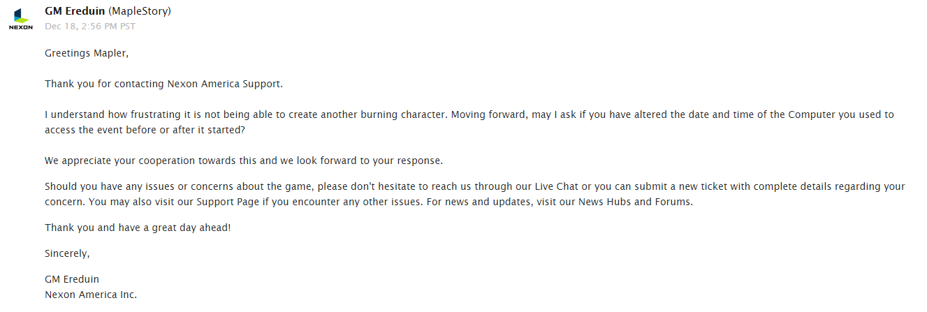 Nexon Support : r/Maplestory