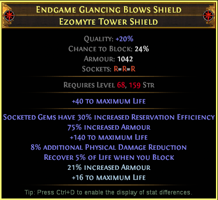 Example crafted Endgame Shield