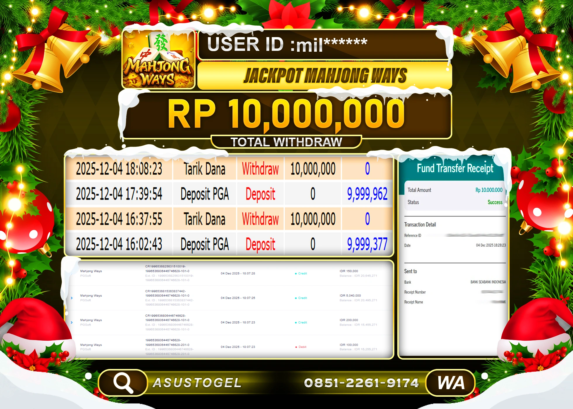 ASUSTOGEL KEMENANGAN DI SLOT MAHJONG WAYS SEBESAR 10,000,000 - RUPIAH LUNAS