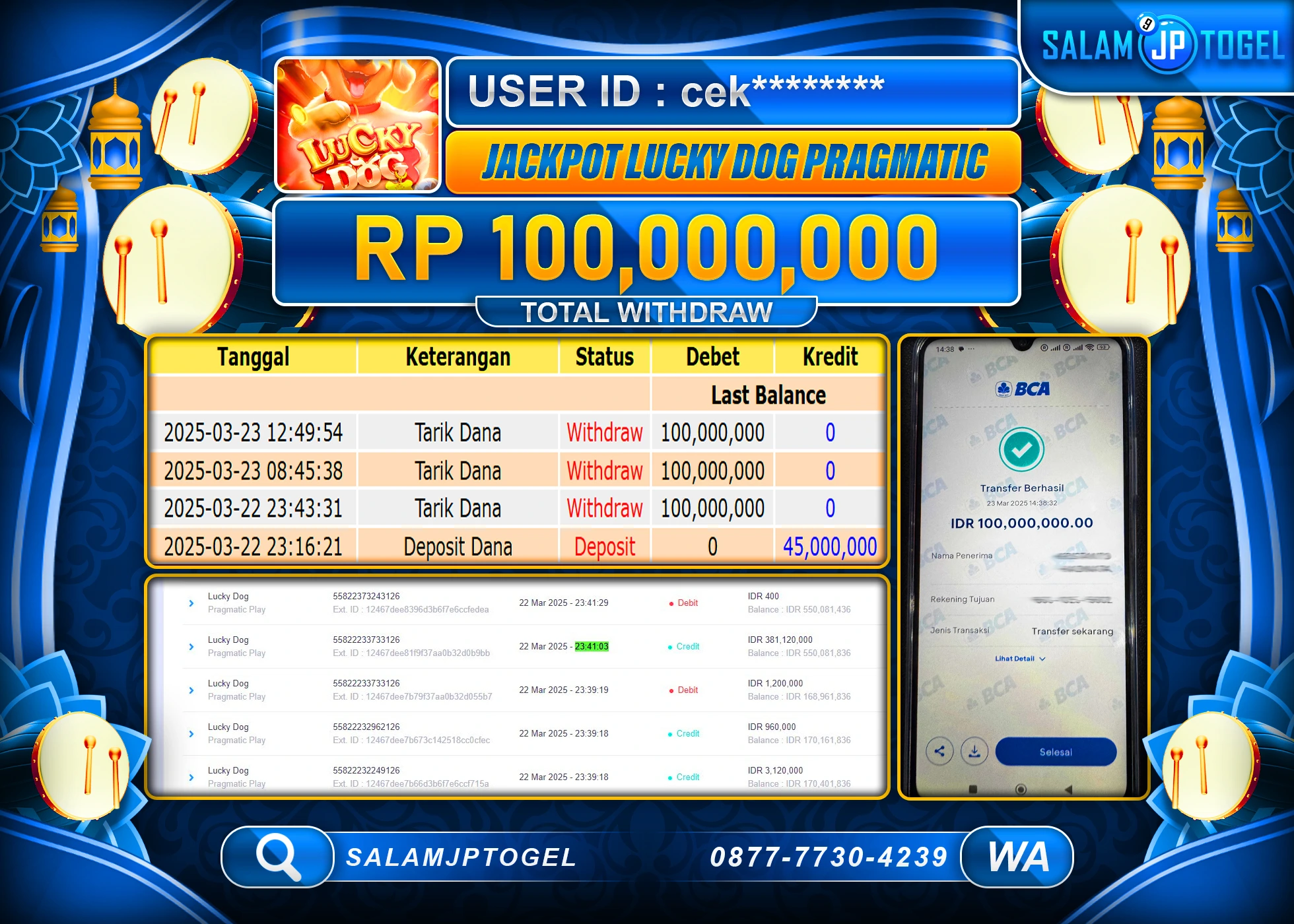 SALAMJPTOGEL MENANG LUCKY PIG  Rp. 100,000,000 LUNAS