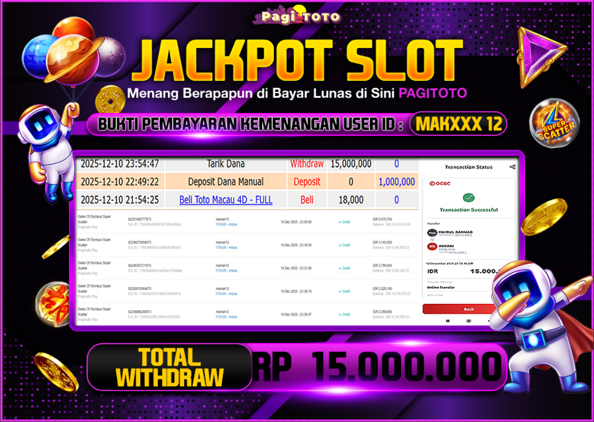 HAPPY JACKPOT MEMBER PAGITOTO SLOT GATES OF OLYMPUS SUPER SCATTER Rp  15.000.000-, - LUNAS