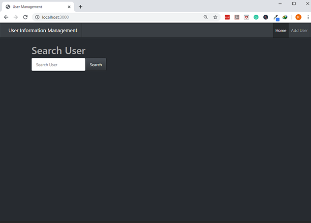 image shows the search user page