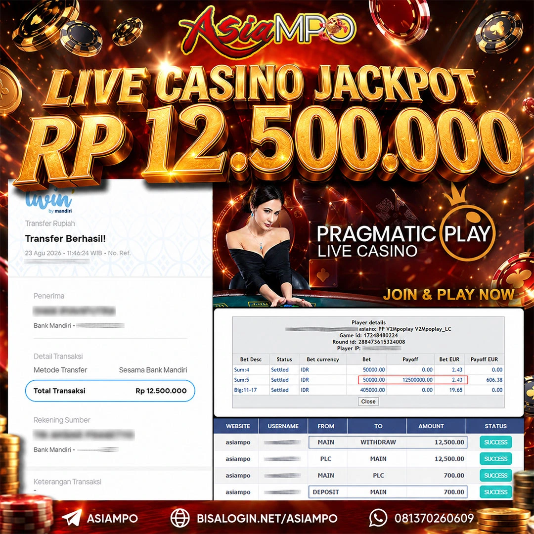 MEMBER JACKPOT LIVE CASINO IDR 12.500.000