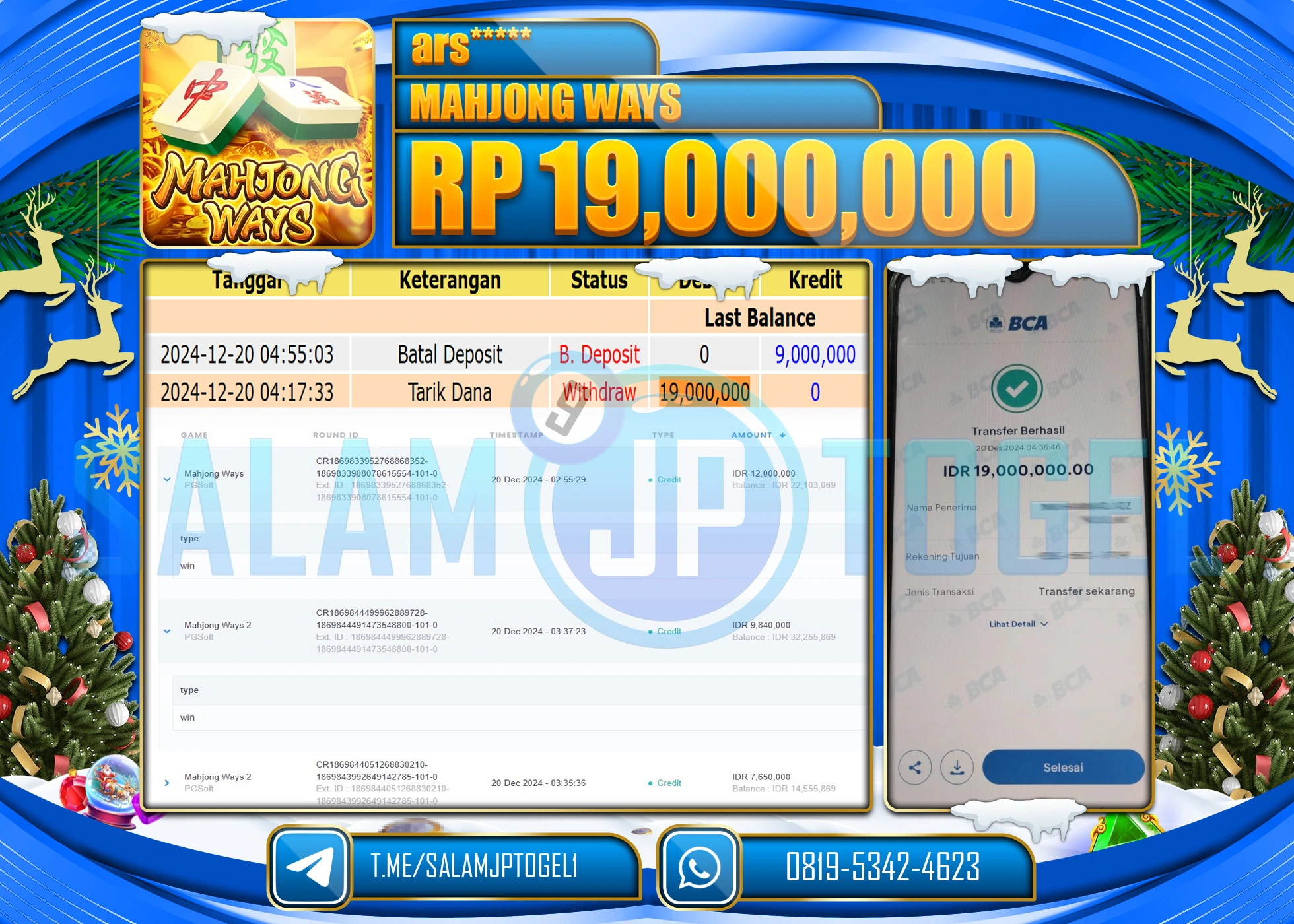 SALAMJPTOGEL MENANG SLOT MAHJONG WAYS Rp.19,000,000 LUNAS