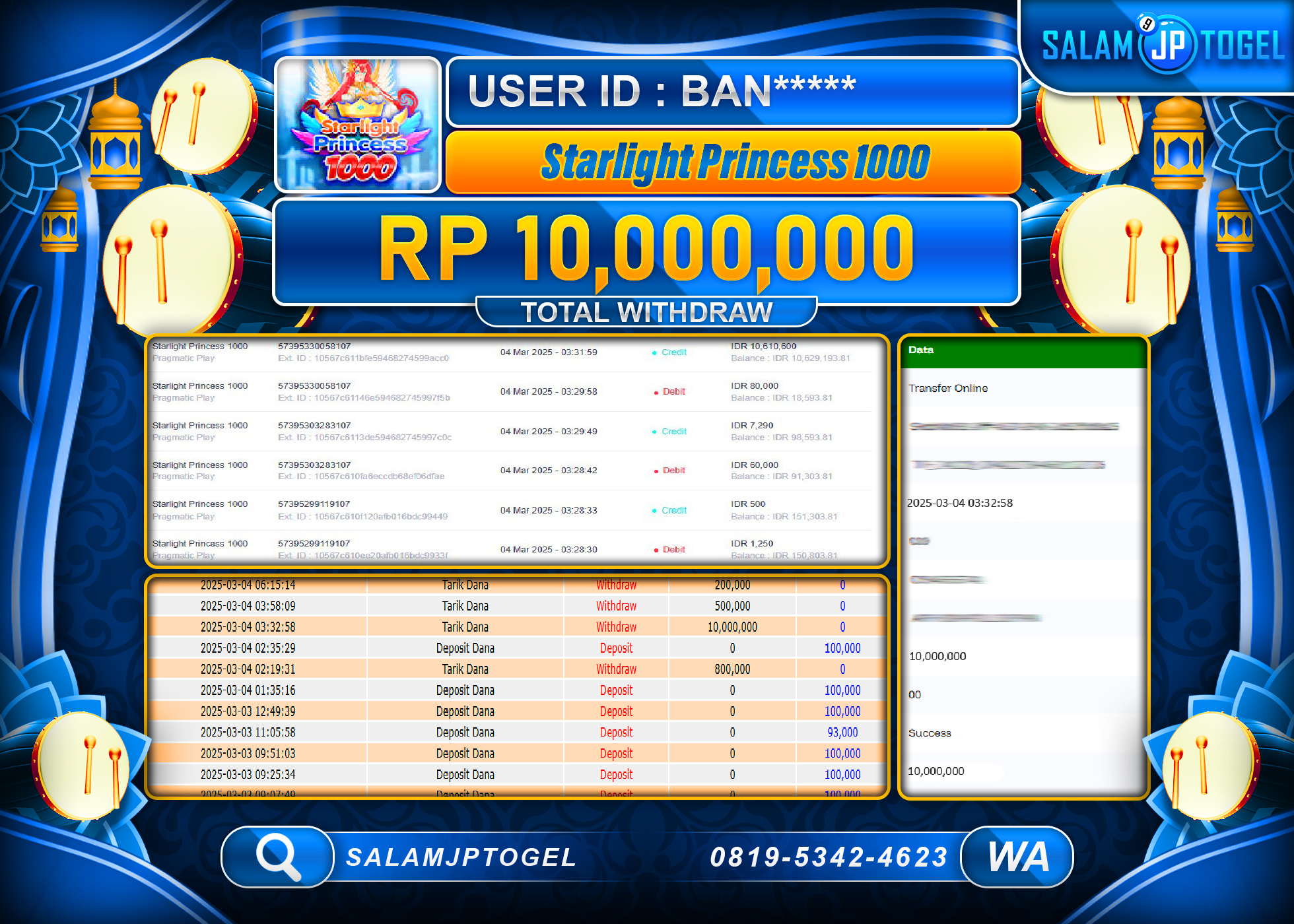 SALAMJPTOGEL MENANG STARLIGHT PRINCESS 1000 Rp. 10,000,000 LUNAS