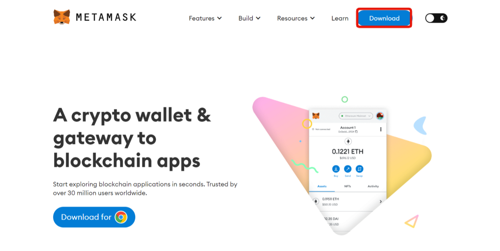 Download the wallet for your Chrome extension.