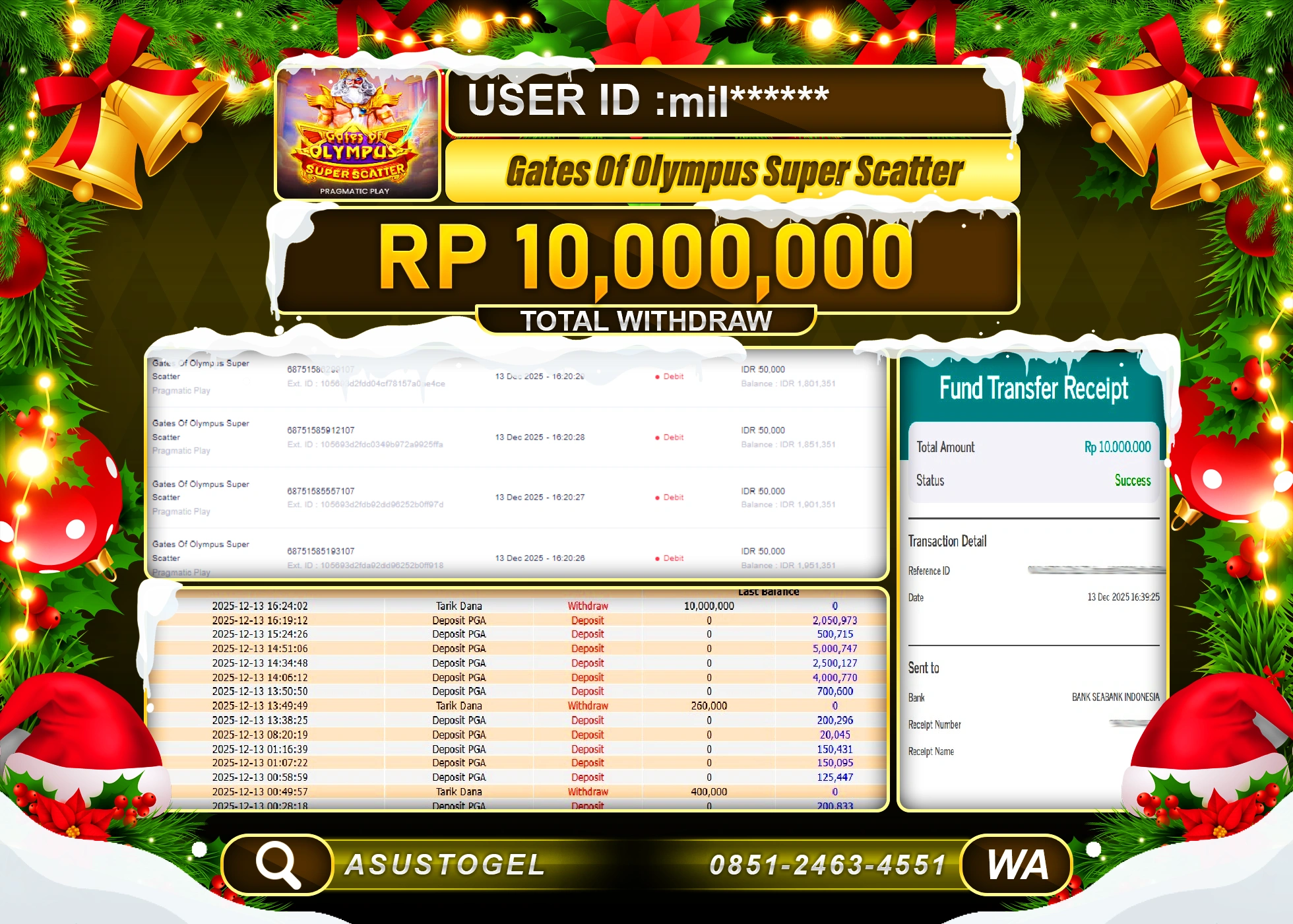 ASUSTOGEL KEMENANGAN DI GATES OF OLYMPUS SUPER SCATTER SEBESAR 10,000,000 - RUPIAH LUNAS