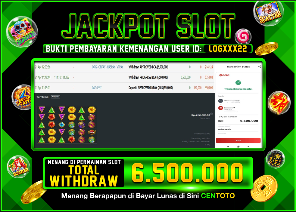 BUKTI JACKPOT LUNAS CENTOTO  RP.6.500.000,-LUNAS