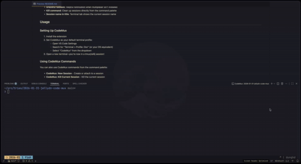 Codemux - Set default teminal