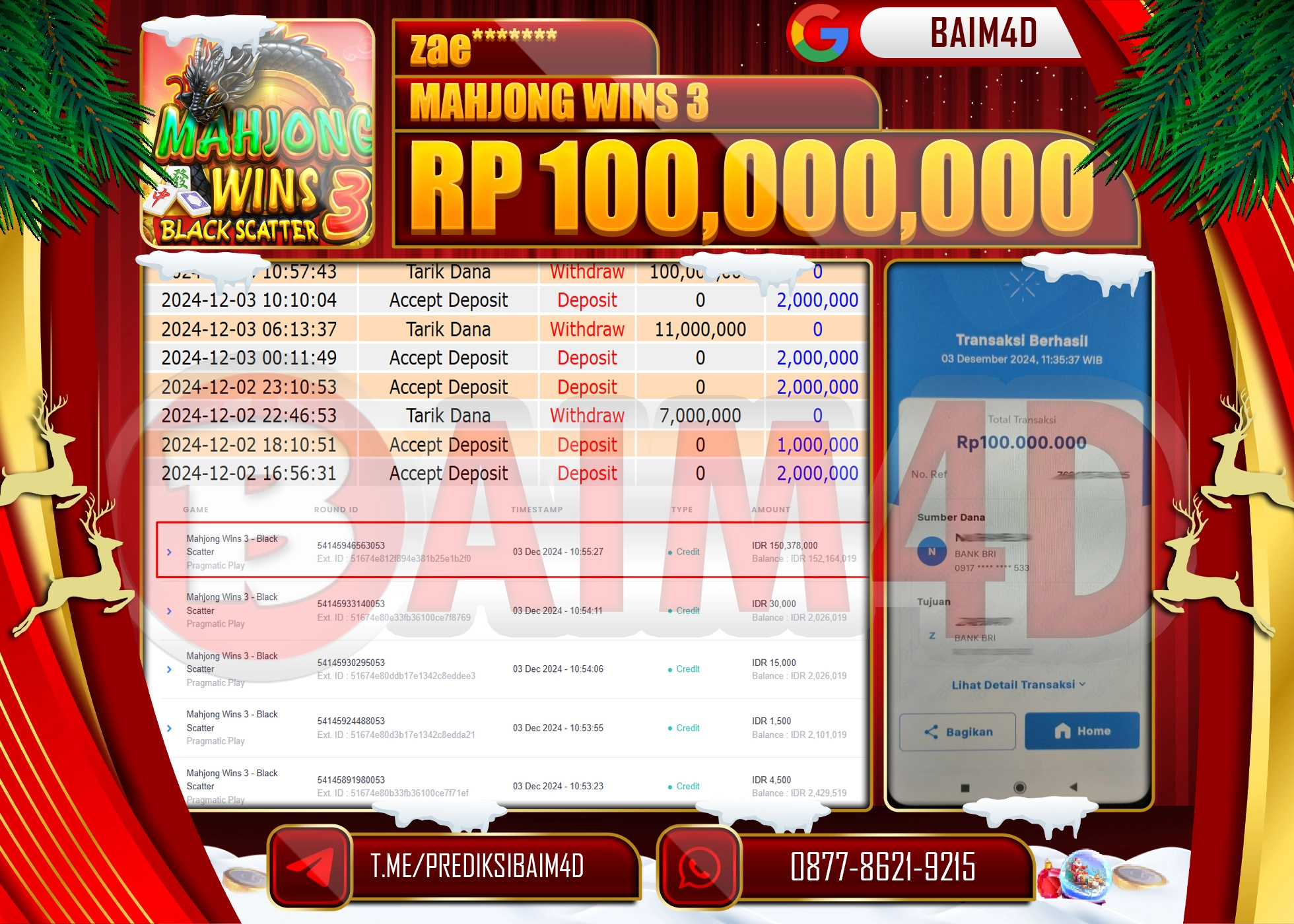 BAIM4D JACKPOT Mahjong Wins 3 - Black Scatter Play Rp.100.000,000.- LUNAS