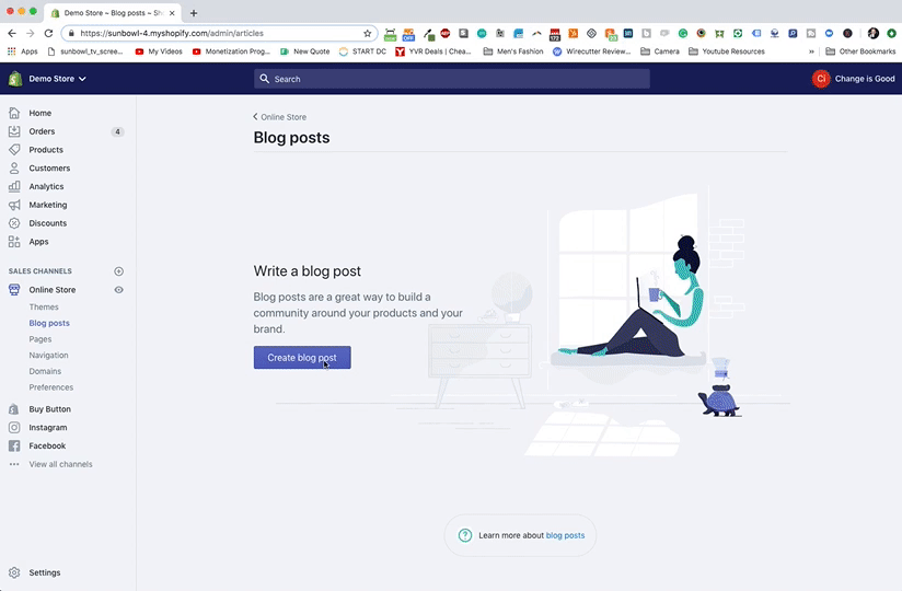 Create your first blog post in shopify ( step 1 )