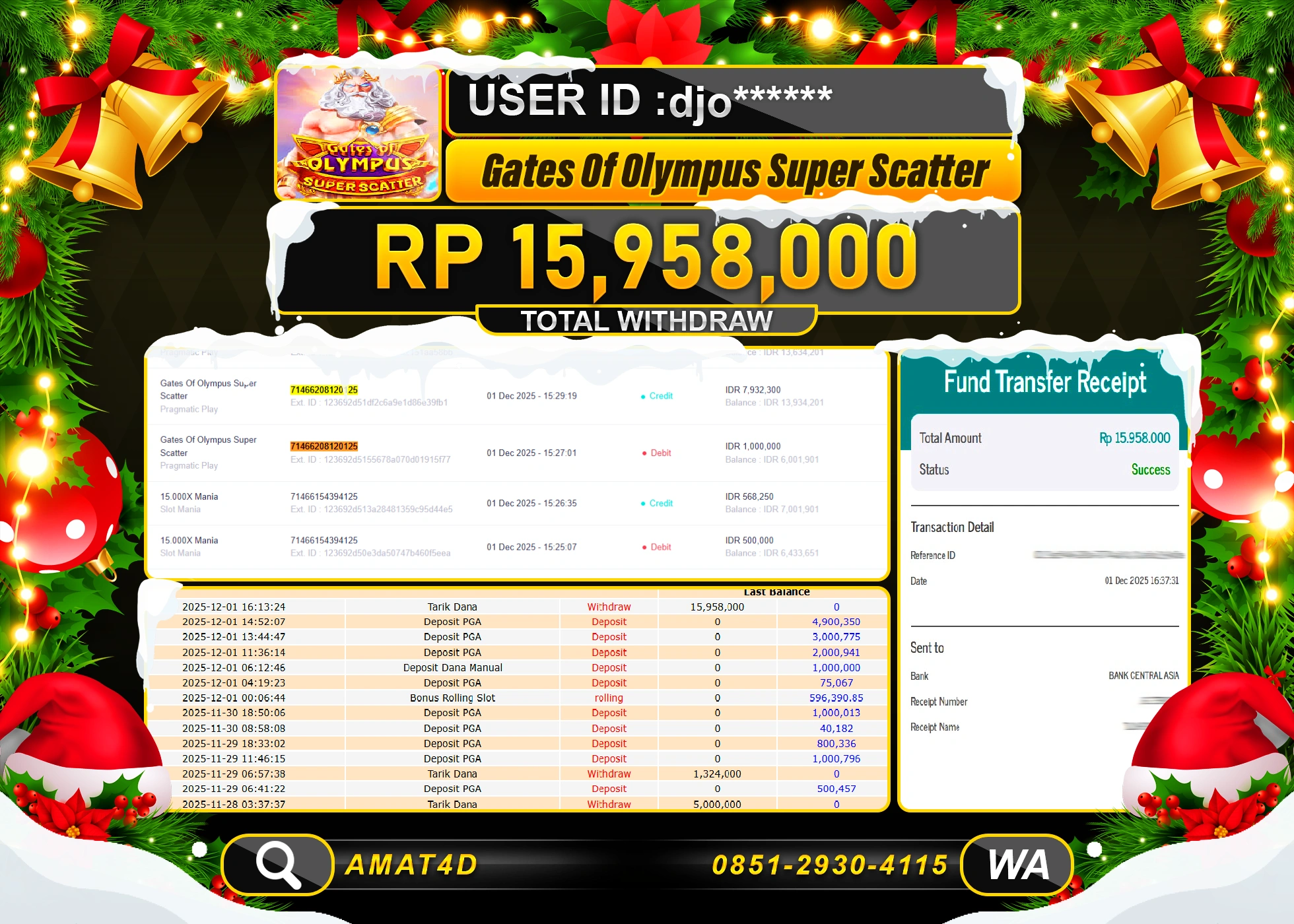 AMAT4D KEMENANGAN DI GATES OF OLYMPUS SUPER SCATTER  Rp.15.958.000 BERHASIL TERBAYAR LUNAS