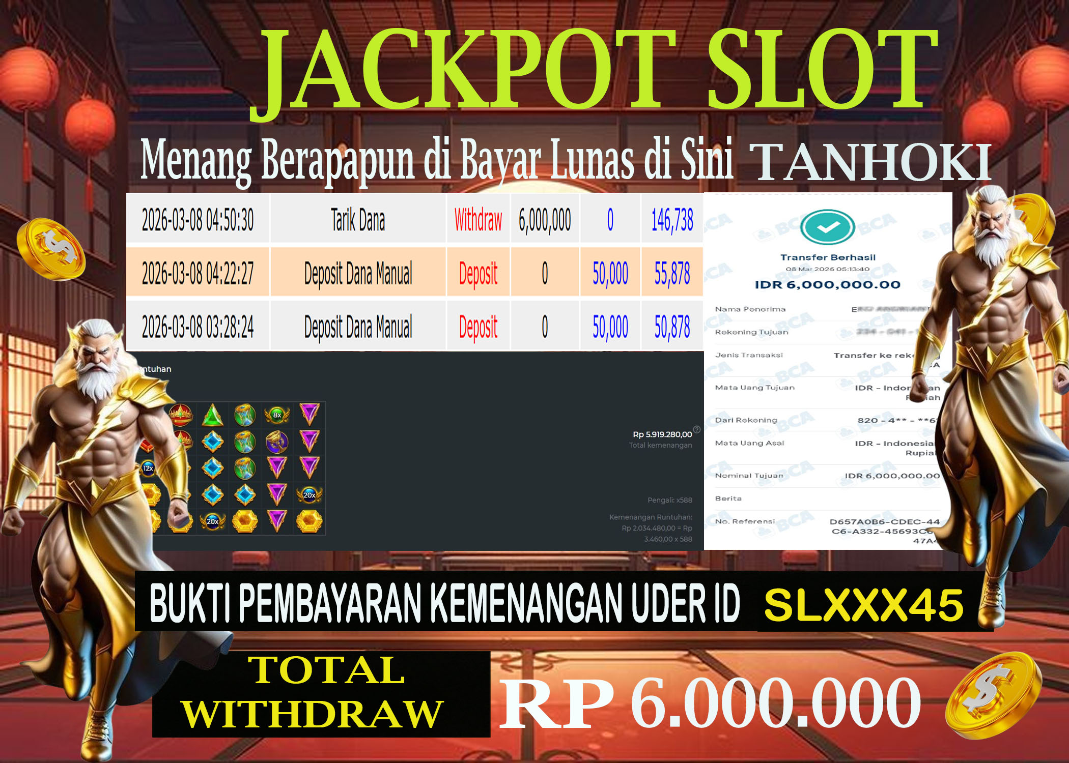 TANHOKI JACKPOTSLOT GATES OF OLYMPUS 1000 Rp.6.000.000,- LUNAS