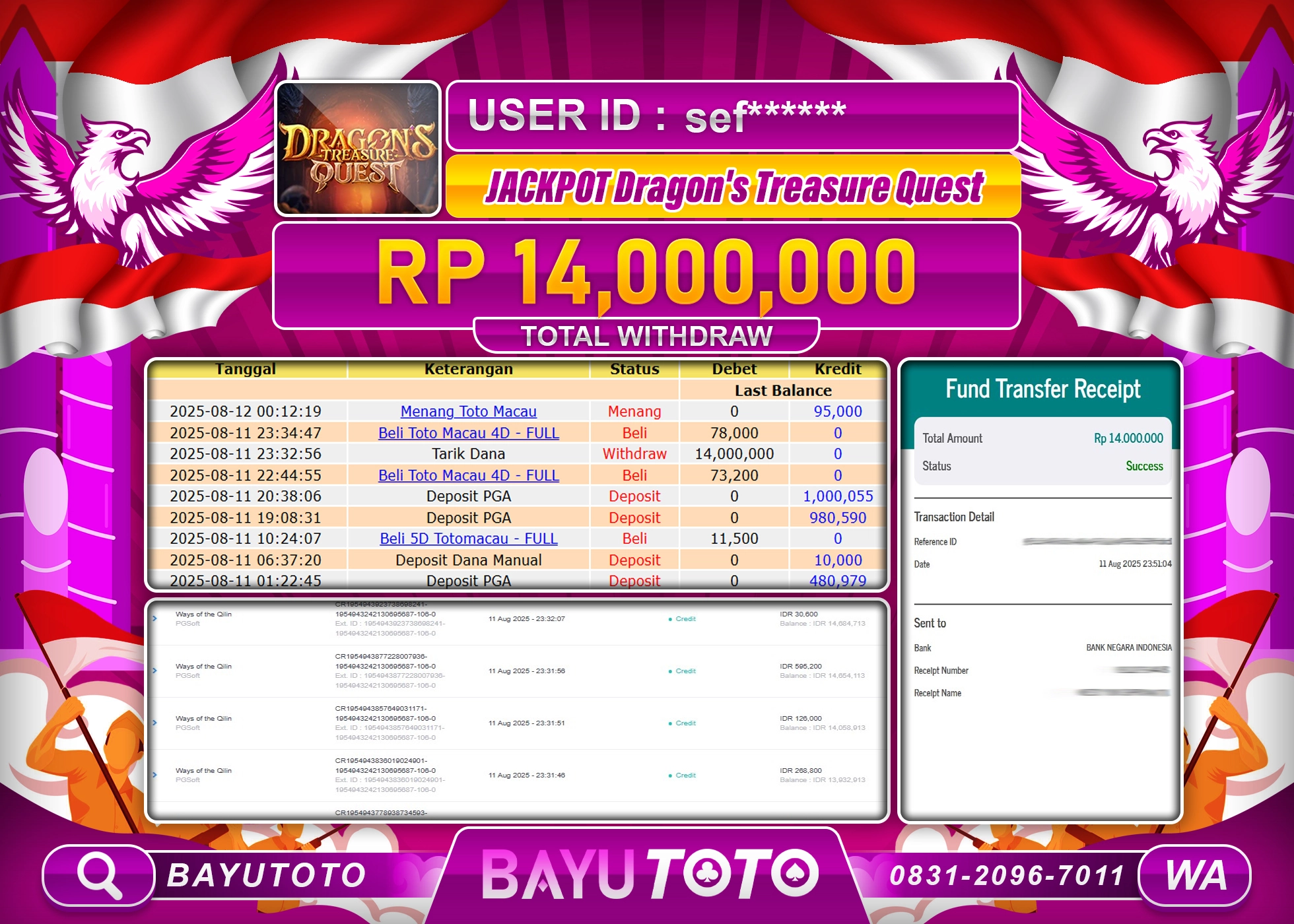 BAYUTOTO JACKPOT SLOT DRAGON ~S TREASURE QUEST Rp.14,000,000 LUNAS
