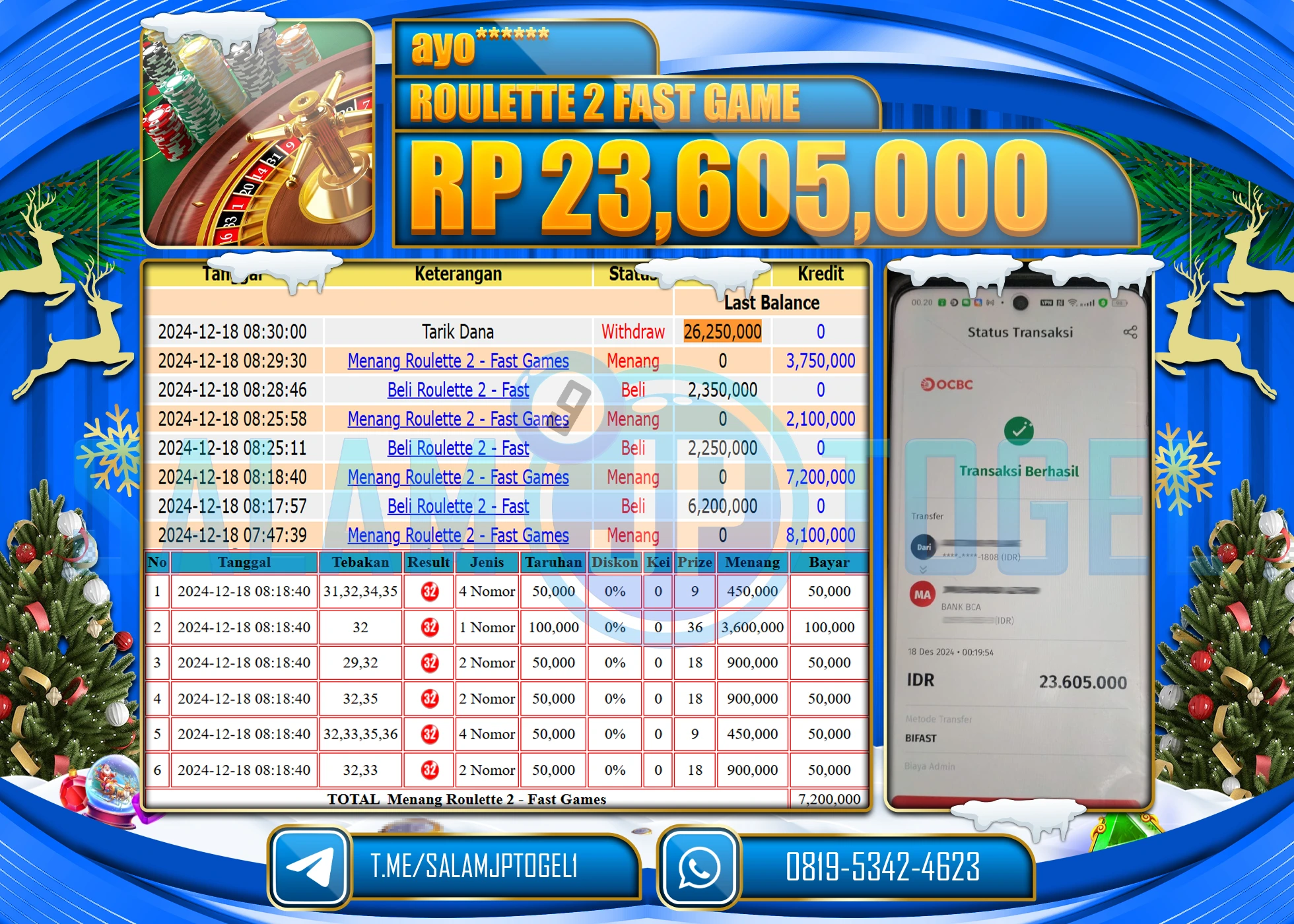 SALAMJPTOGEL MENANG  CASINO Menang Roulette 2 Rp.23,605,000 LUNAS