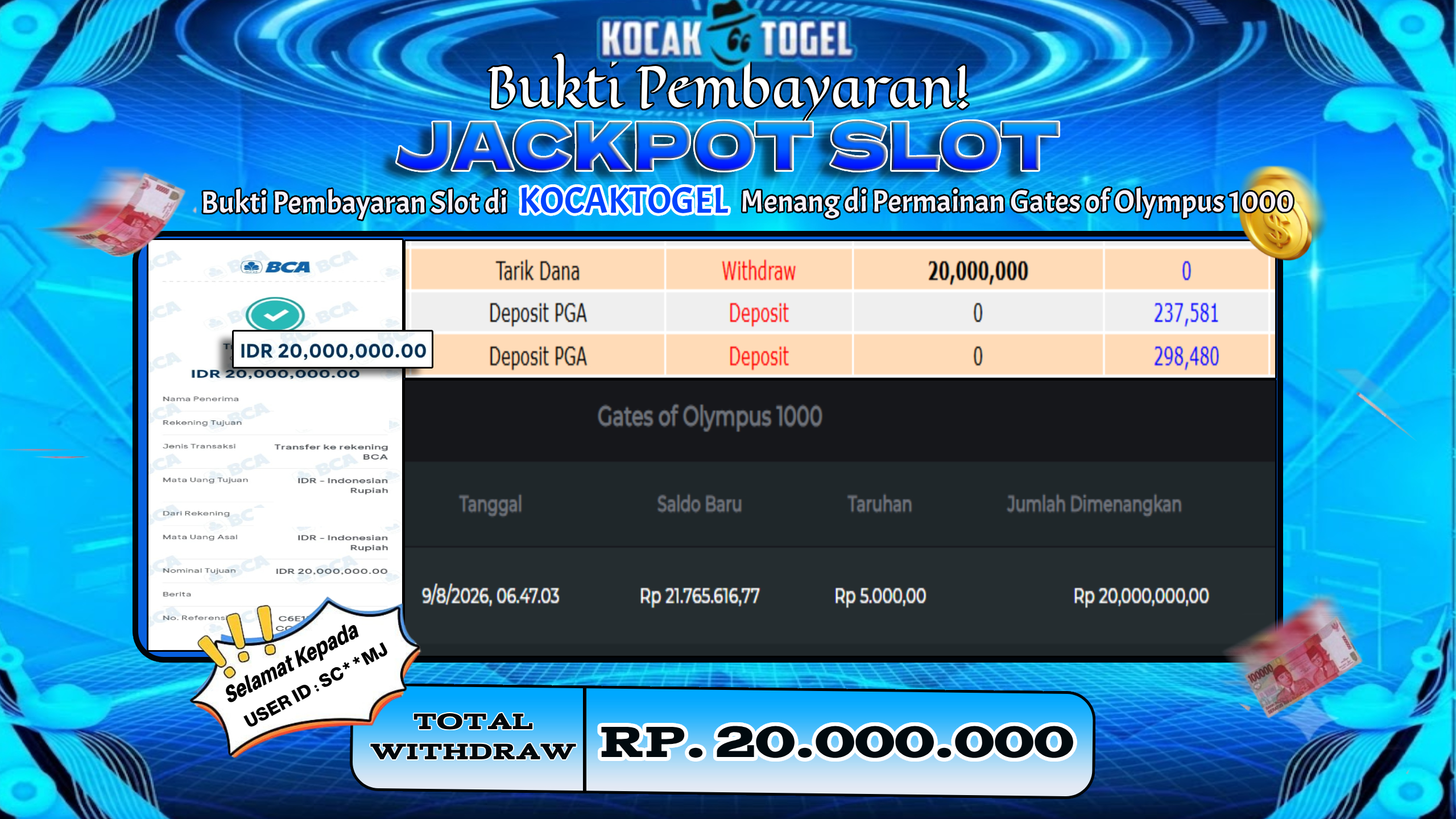 🏆 BUKTI KEMENANGAN Gates of Olympus 1000 MEMBER KOCAKTOGEL  🏆