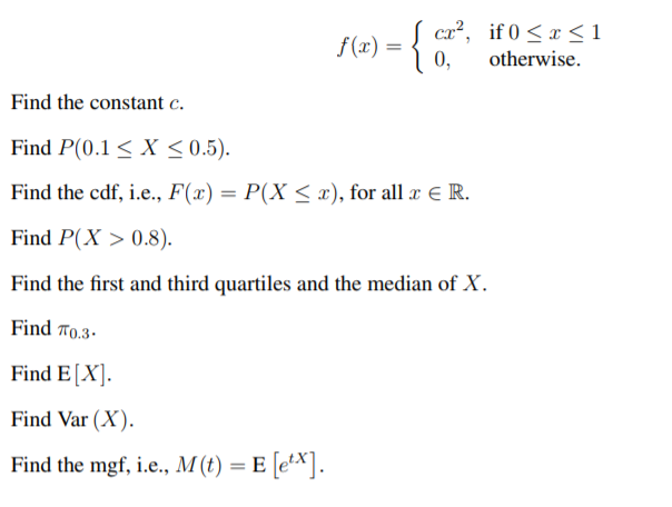 Solved Cz 1 0 Otherwise F Z Find The Constant C Fi Chegg Com