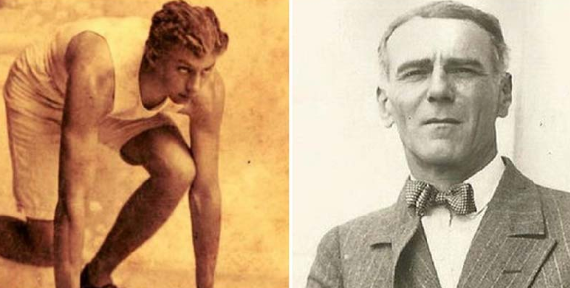 A photo of Norman Gilbert Pritchard (23 June 1875 – 30 October 1929) running an athletics competition