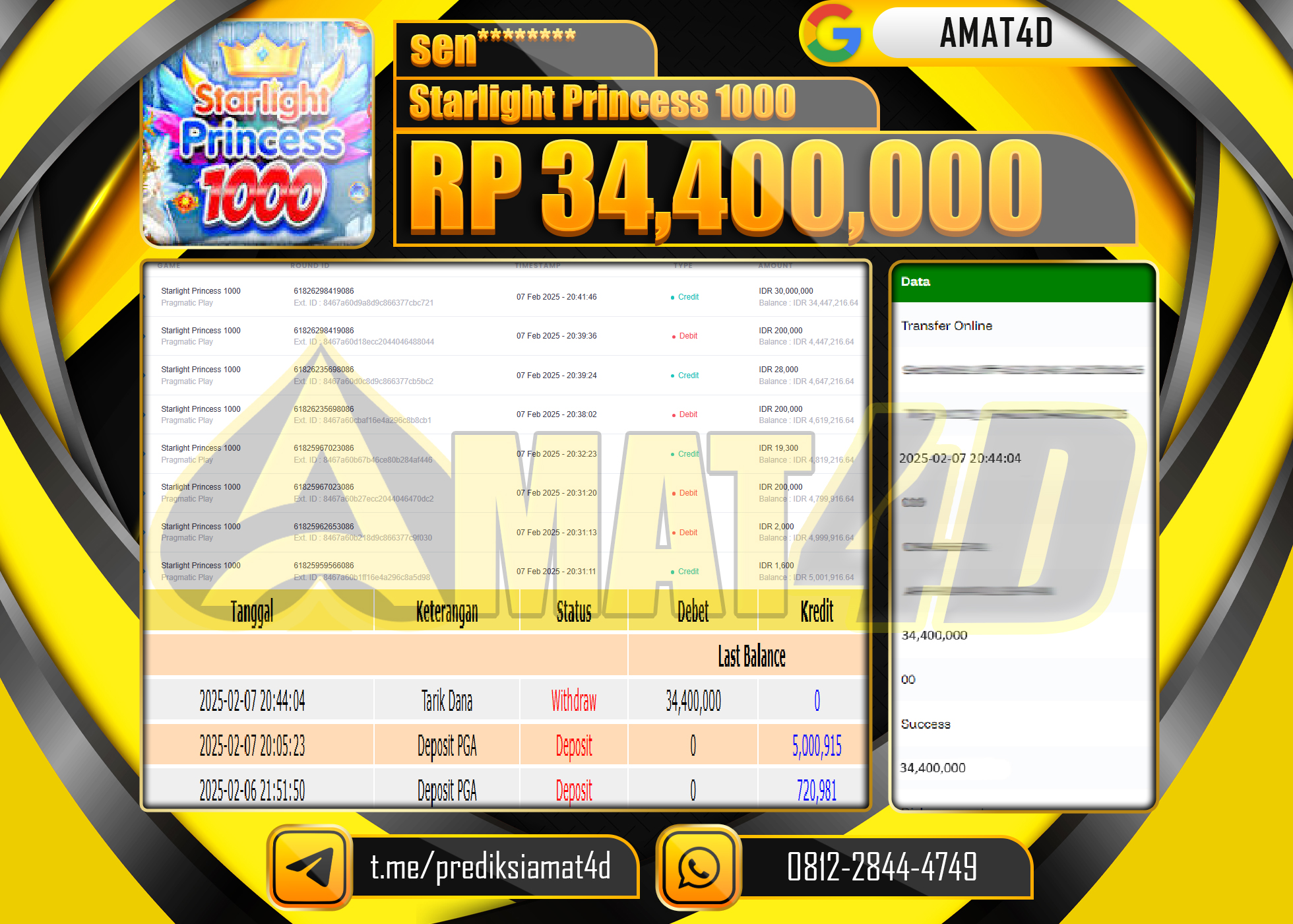 AMAT4D KEMENANGAN STARLIGHT PRINCESS 1000 Rp.34.400.000 BERHASIL TERBAYAR LUNAS