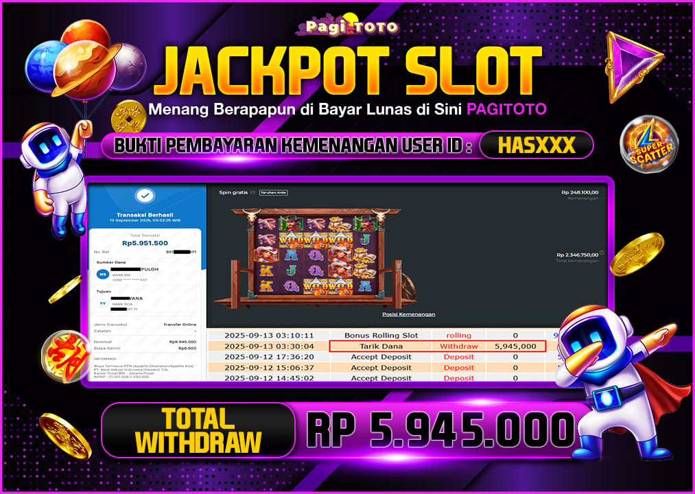 HAPPY JACKPOT MEMBER PAGITOTO Wild West Gold Blazing Bounty Rp5 .945.000-, - LUNAS