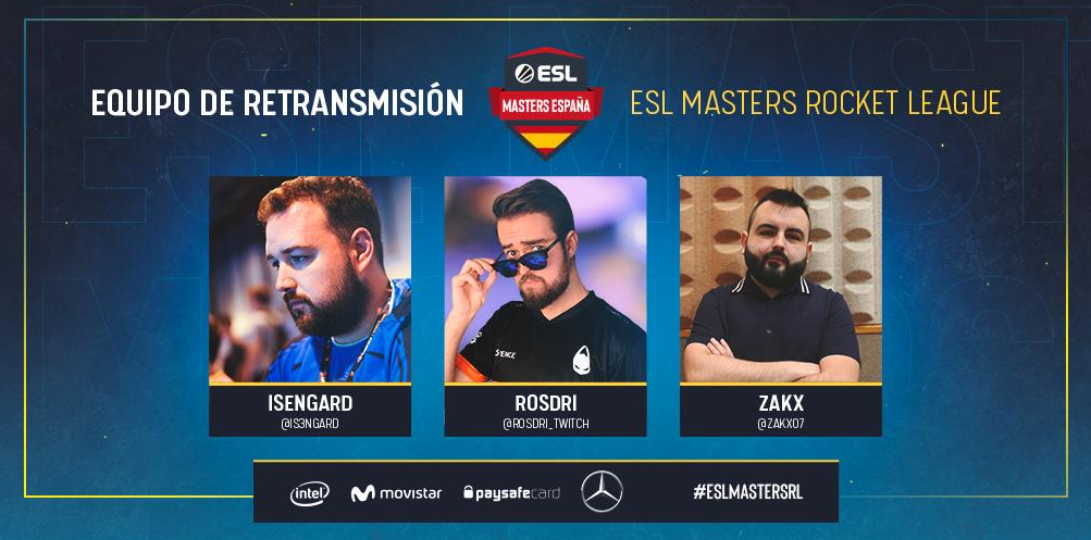 El equipo de comentaristas de ESL Masters Rocket League. Fuente: https://twitter.com/ESLspain El equipo de comentaristas de ESL Masters Rocket League. Fuente: https://twitter.com/ESLspain