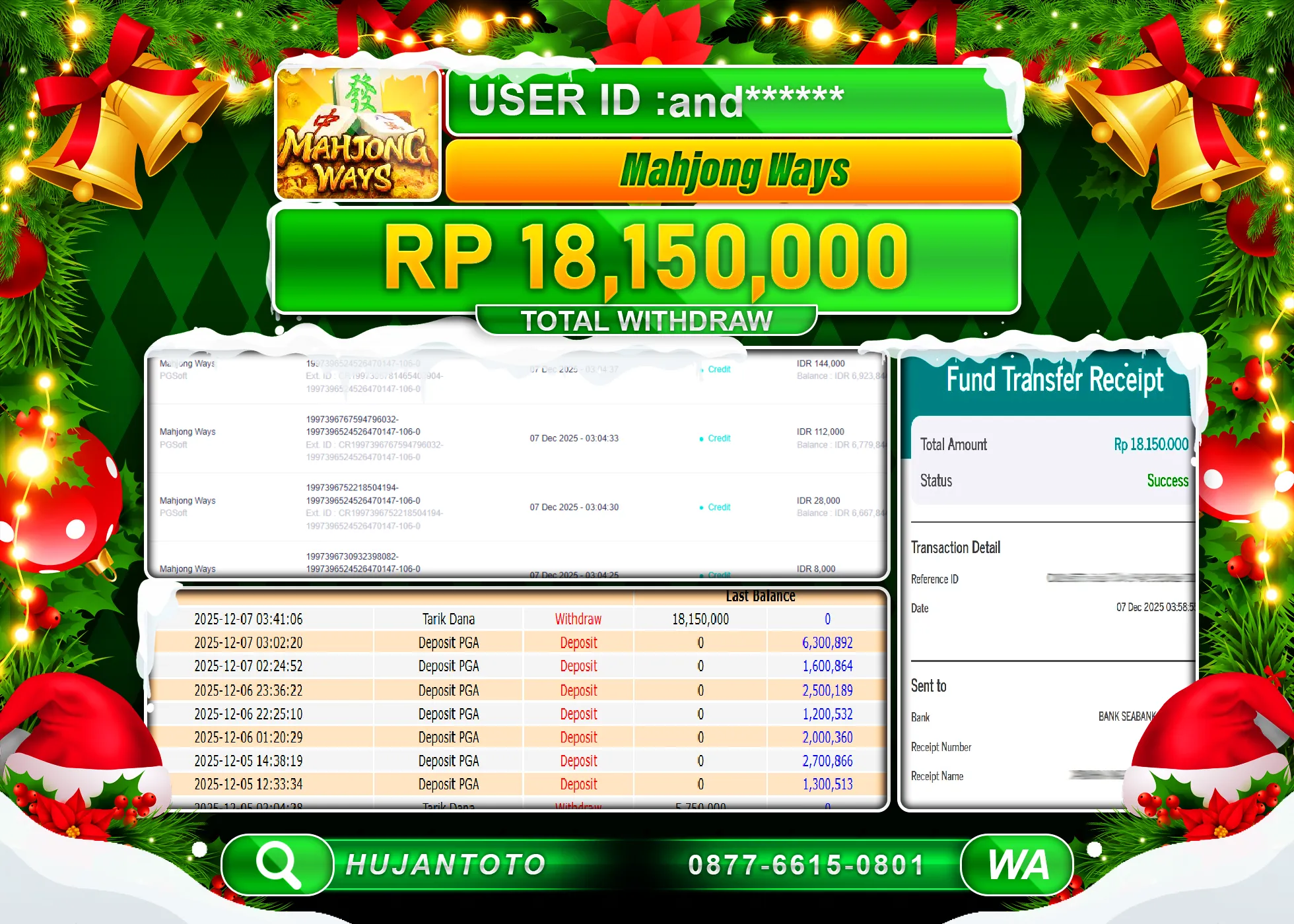 HUJANTOTO - BUKTI JACKPOT MENANG SLOT MAHJONG WAYS Rp.18,150,000 - TERBAYAR LUNAS