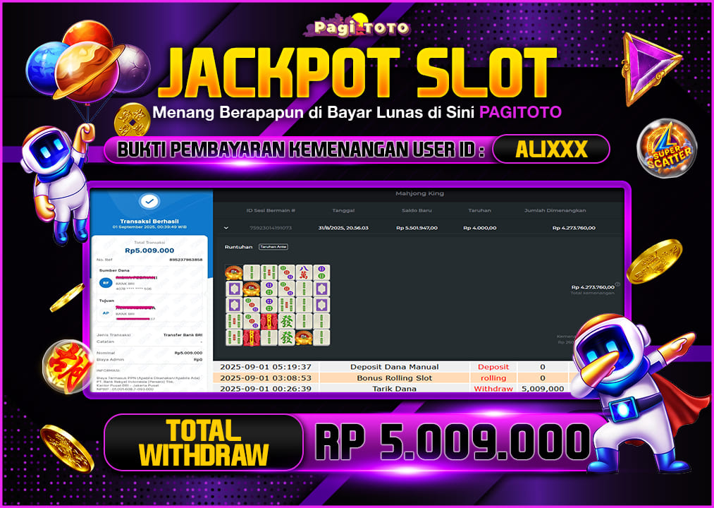 HAPPY JACKPOT MEMBER PAGITOTO MAHJONG KING Rp 5.009.000-, - LUNAS