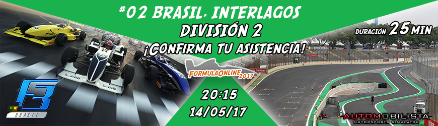 [Cancelado] División 2 - #02 Brasil, Interlagos - Fórmula 3 A43c454df0b53f4973b9809156018191