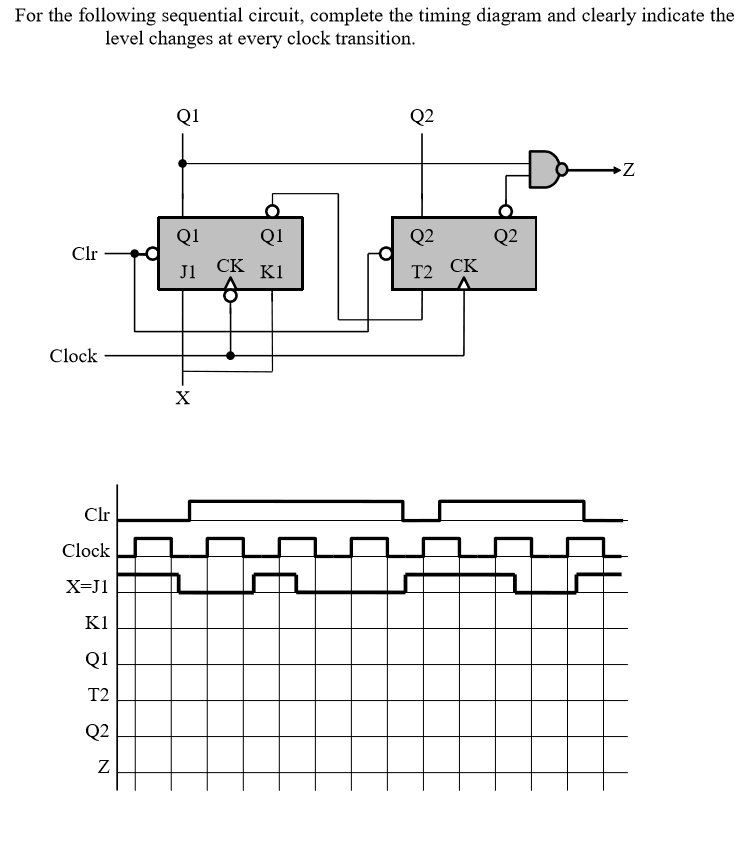 Solved For the following sequential circuit, complete the | Chegg.com