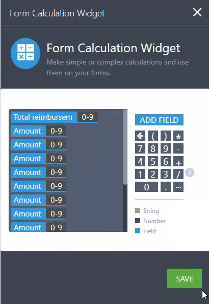 How to use the form calculation widget