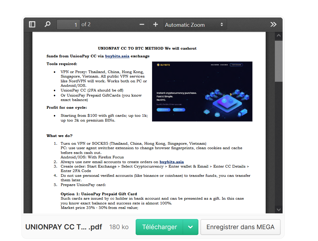 📕💢 UNIONPAY CC TO BTC METHOD We will cashout funds from UnionPay CC via buybits.asia exchange📌Fresh-Method☑️-High-Quality-PDF-☑️Latest-