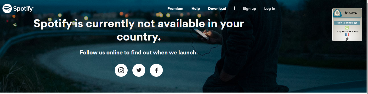 Spotify not available in your country. Spotify not available in your country