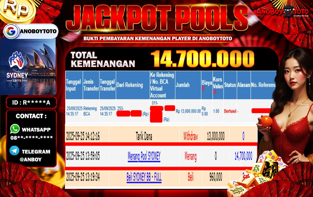 ANOBOYTOTO di Sydney Lotto RP.14.700.000 LUNAS