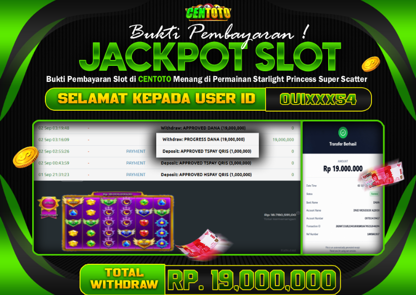  BUKTI JACKPOT LUNAS CENTOTO  RP 19.000.000,-LUNAS