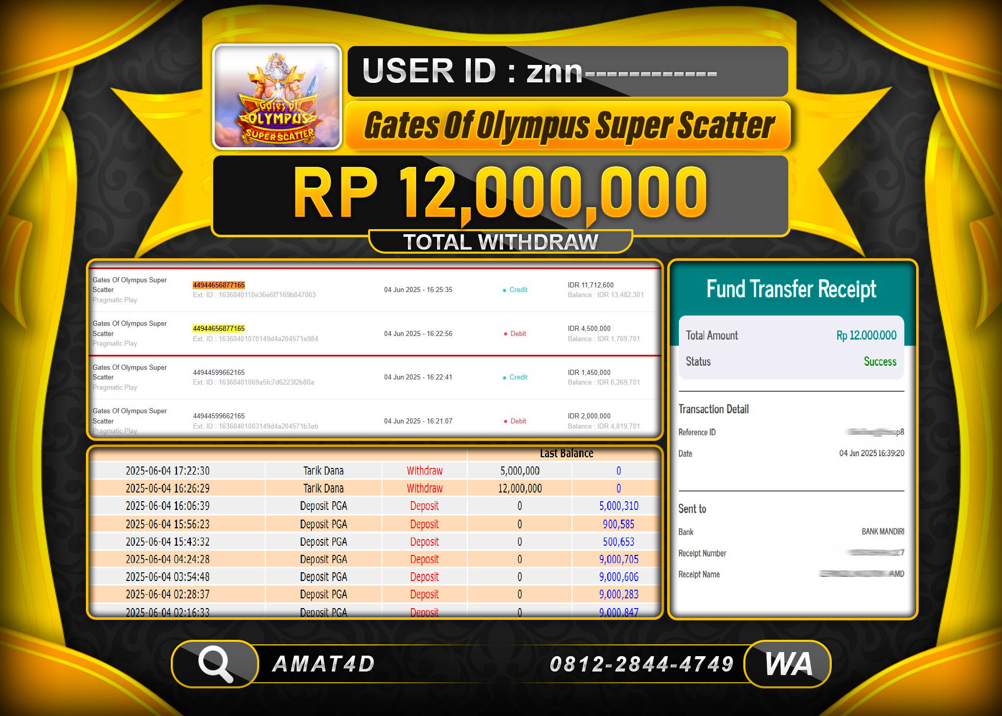 AMAT4D KEMENANGAN OLYMPUS SUPER SCATER  Rp.12.000.000 BERHASIL TERBAYAR LUNAS