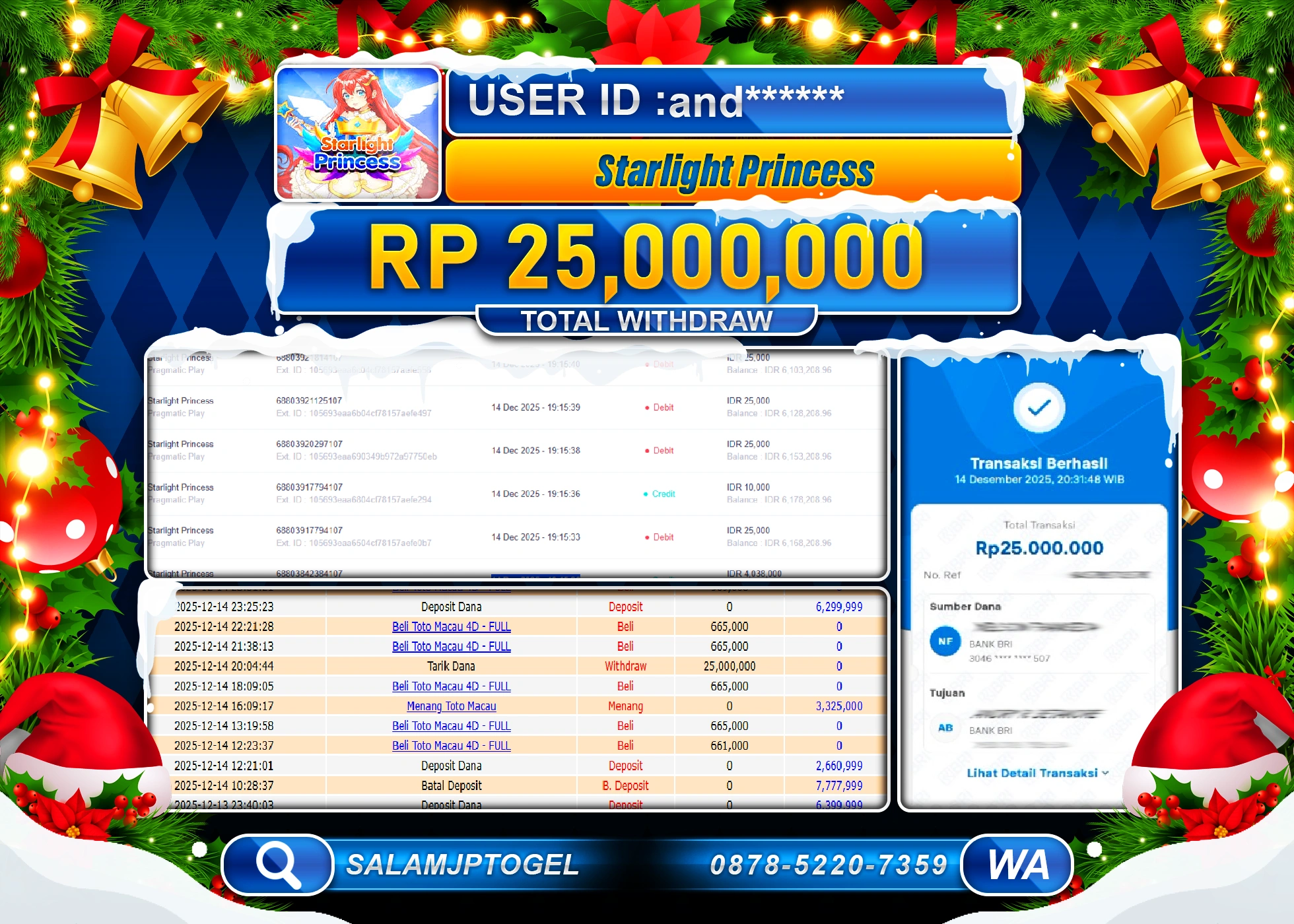 SALAMJPTOGEL JACKPOT STARLIGHT PRINCESS Rp.25,000,000 - LUNAS