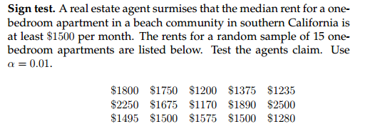 Solved A Real Estate Agent Surmises That The Median Rent