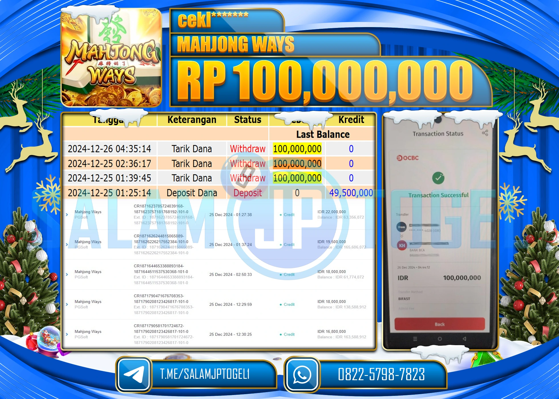 SALAMJPTOGEL MENANG SLOT MAHJHONG WAYS 2 Rp.100,000,000 LUNAS