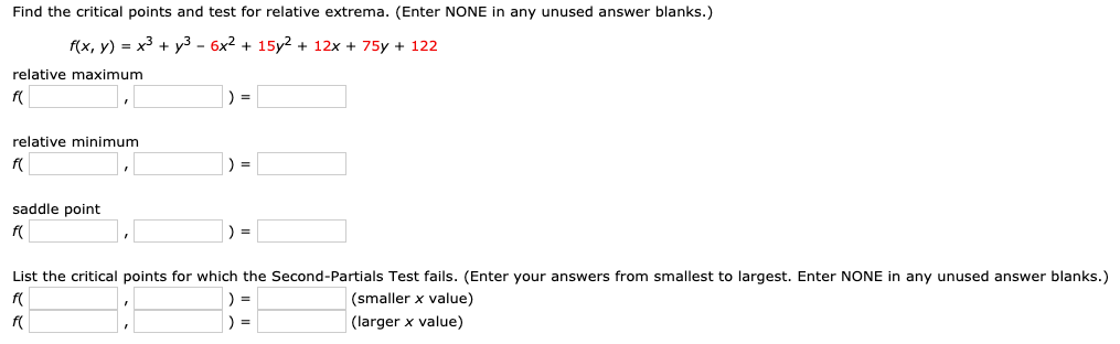 Solved Find The Critical Points And Test For Relative 2549