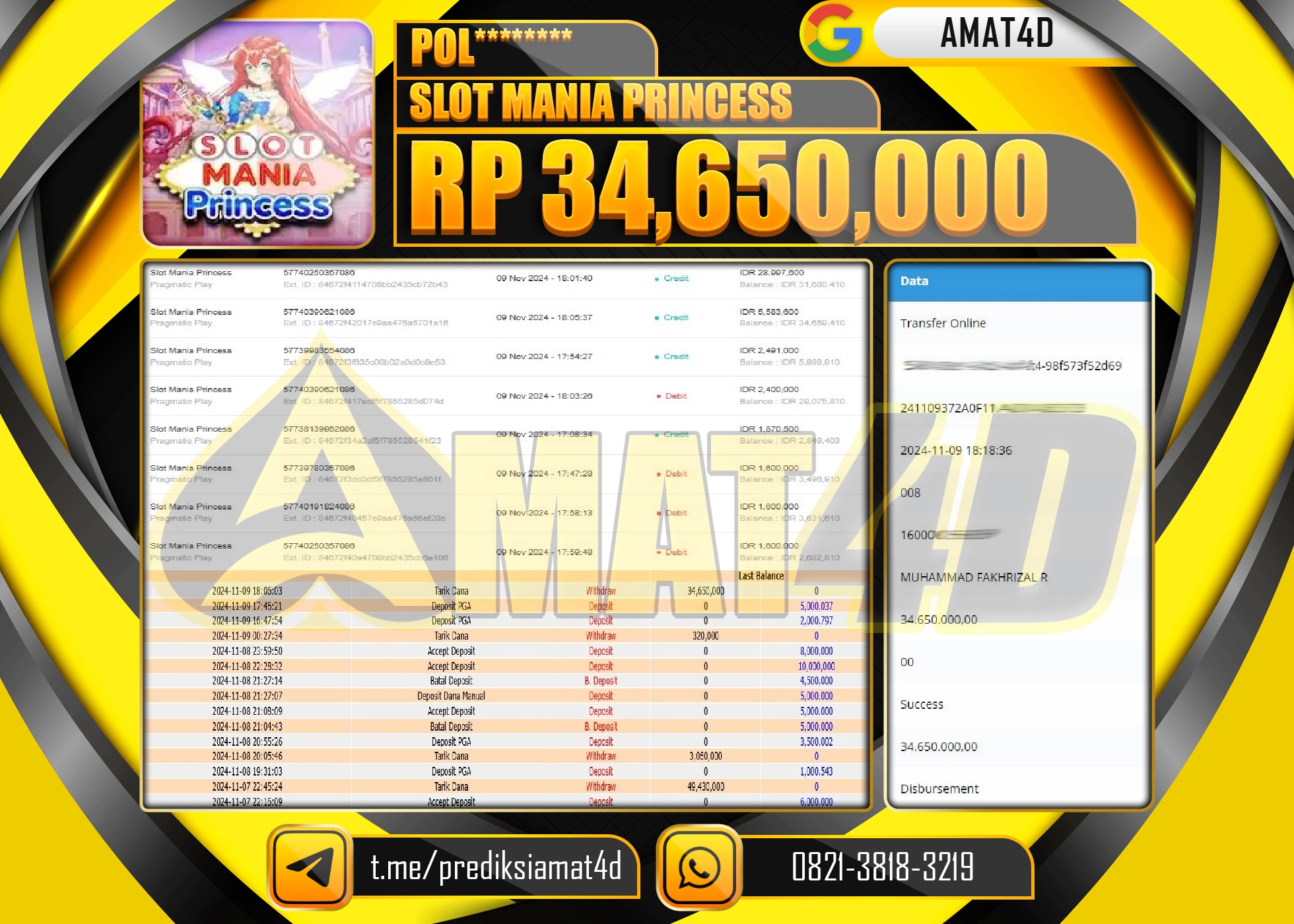 AMAT4D JACKPOT SLOT MANIA PRINCESS  Rp.34.650.000 BERHASIL DI BAYAR LUNAS