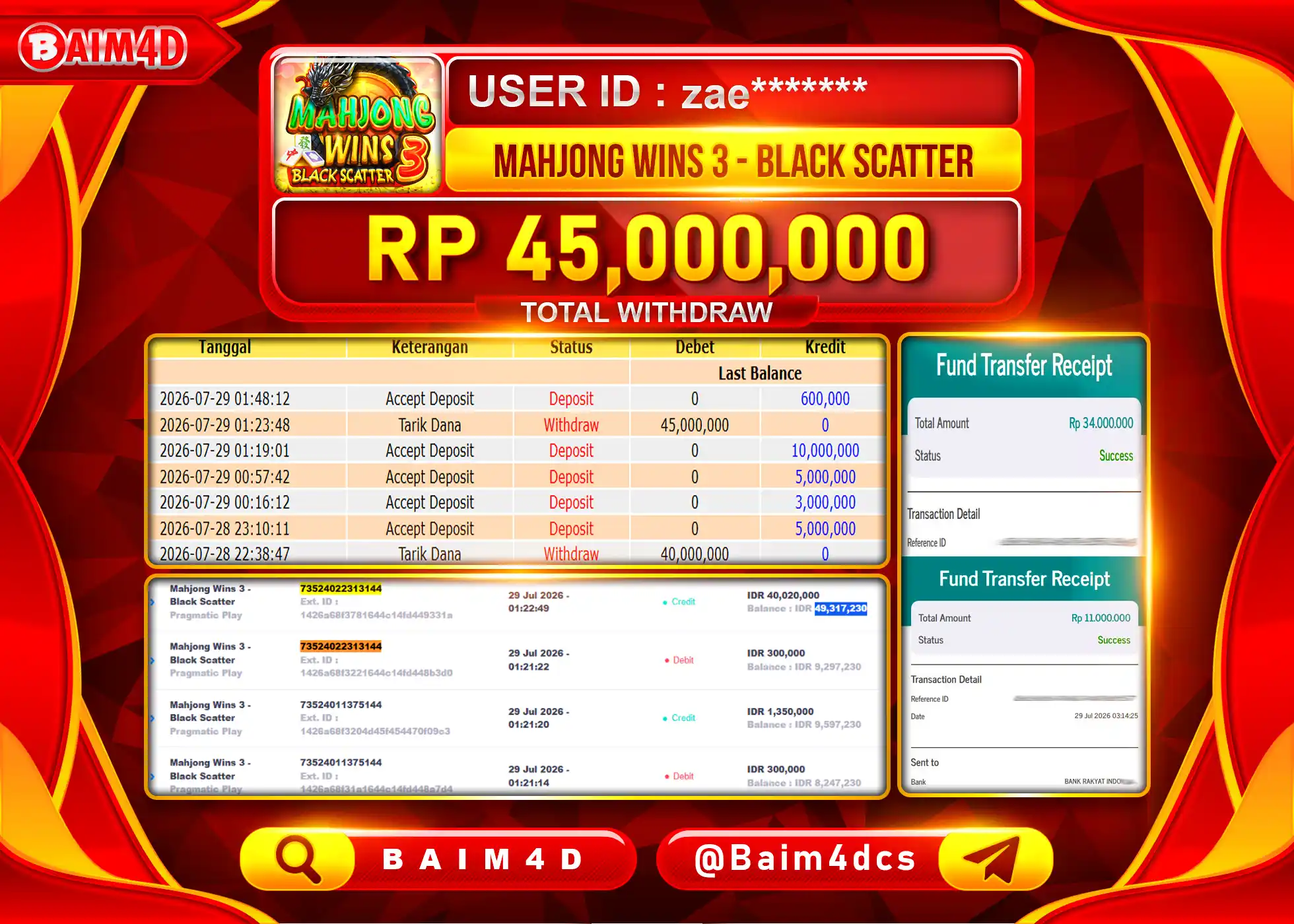 BAIM4D JACKPOT MAHJONG WINS 3 BLACK SCATTER Rp.45,000,000 - LUNAS