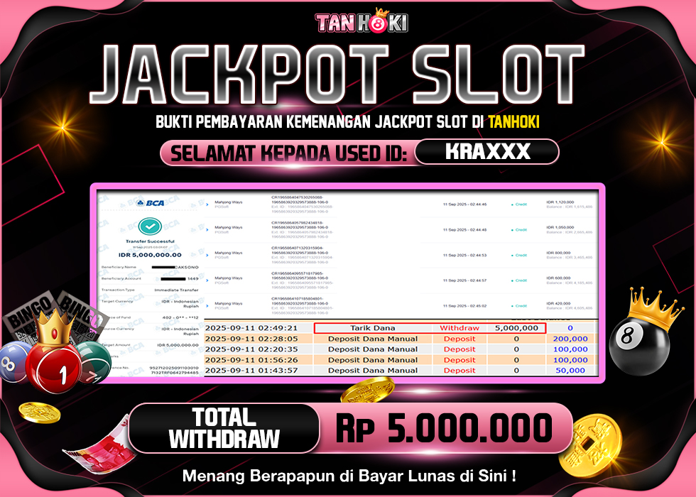 TANHOKI JACKPOT SLOT MAHJONG WAYS Rp.5.000.000,- LUNAS