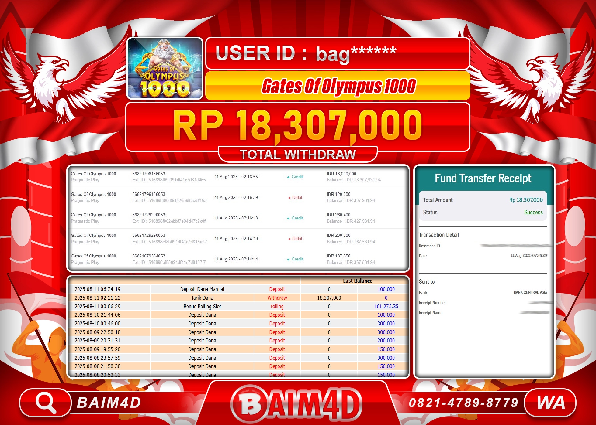 BAIM4D JACKPOT SLOT GATES OF OLYMPUS 1000 Rp.18,307,000.- LUNAS