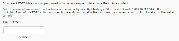 solved-an-indirect-edta-titration-was-performed-on-a-water-chegg