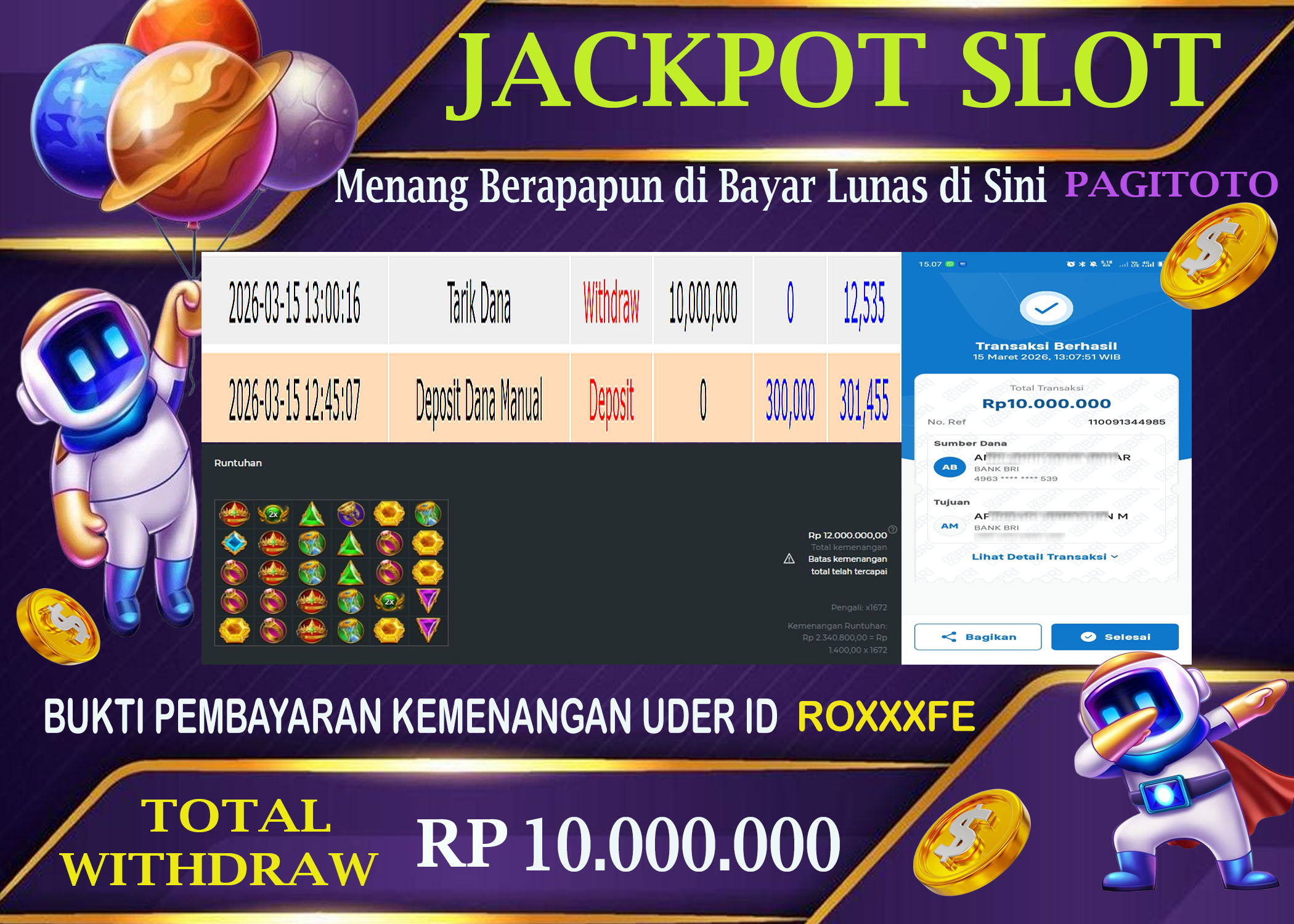 HAPPY JACKPOT MEMBER PAGITOTO SLOT GATES OF OLYMPUS 1000 Rp  10.000.000-, - LUNAS