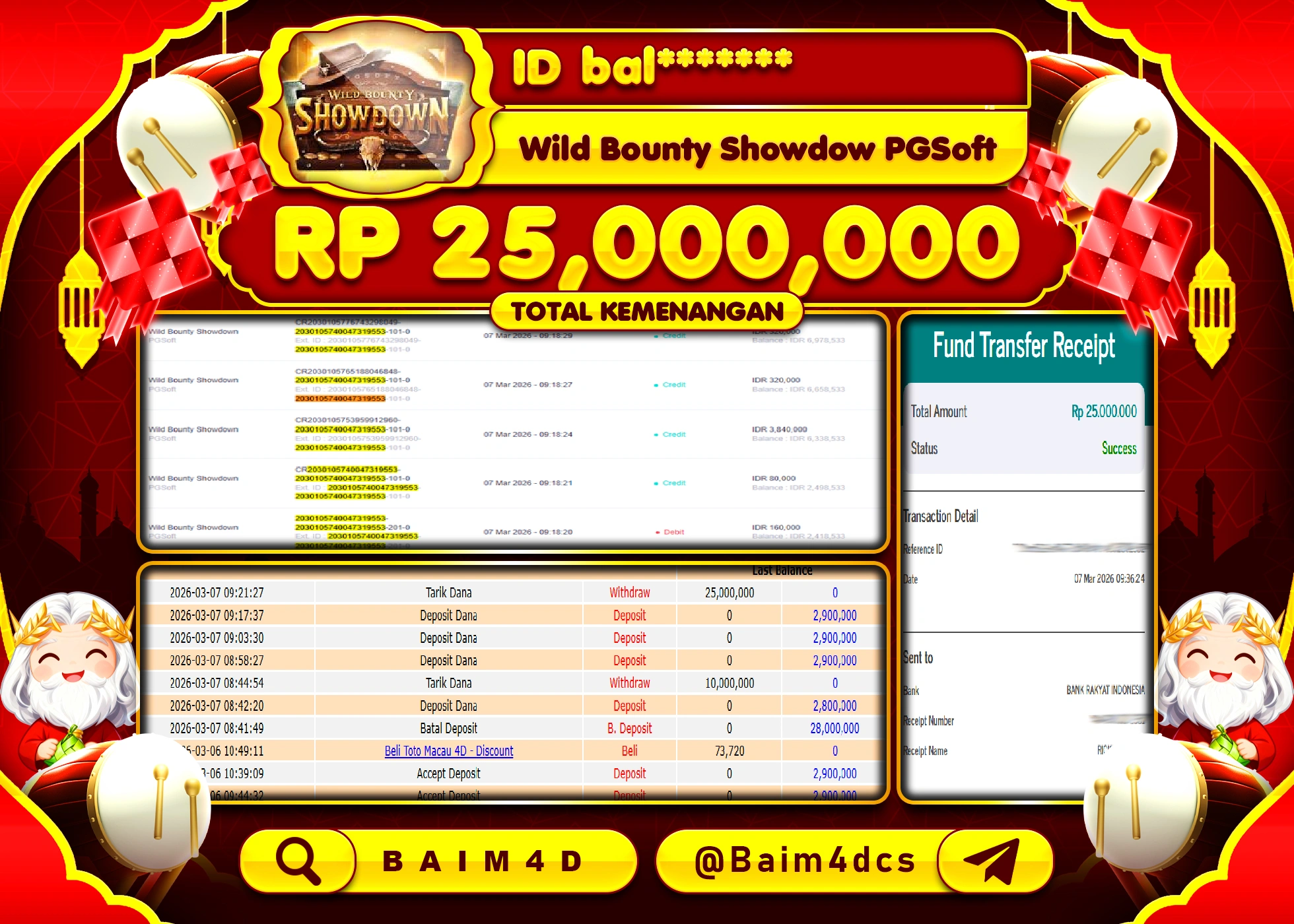 BAIM4D JACKPOT SLOT WILD BOUNTY SHOWDOWN Rp.25,000,000 - LUNAS