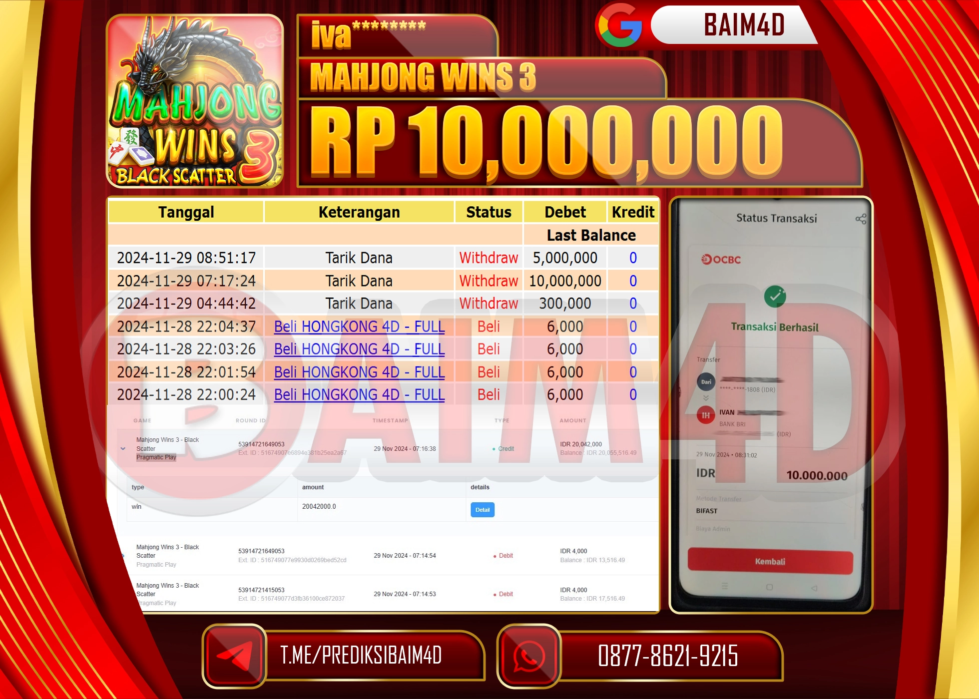 BAIM4D JACKPOT Mahjong Wins 3 - Black Scatter Play Rp.10.000,000.- LUNAS