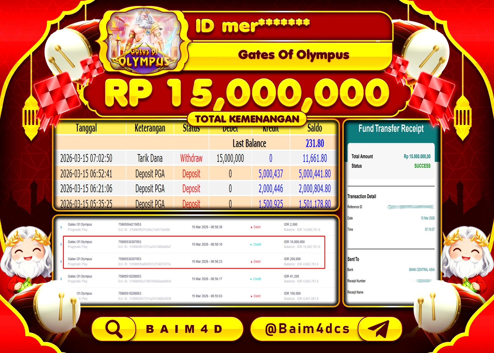 BAIM4D JACKPOT GATES OF OLYMPUS Rp.15,000,000 - LUNAS